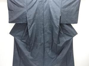 斜め格子に花模様織出し本場泥大島紬着物